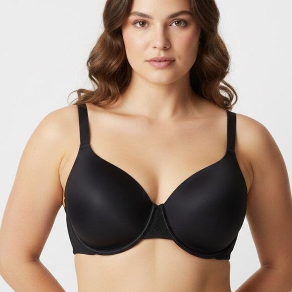 Vanity Fair Lightly Lined Full Coverage Bra Womens 42D Black Minimalist Glam